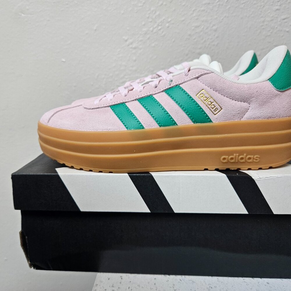 Adidas VL Court Bold Clear Pink Court Green Size 7 Womens Platform Sneaker NEW - Picture 2 of 16